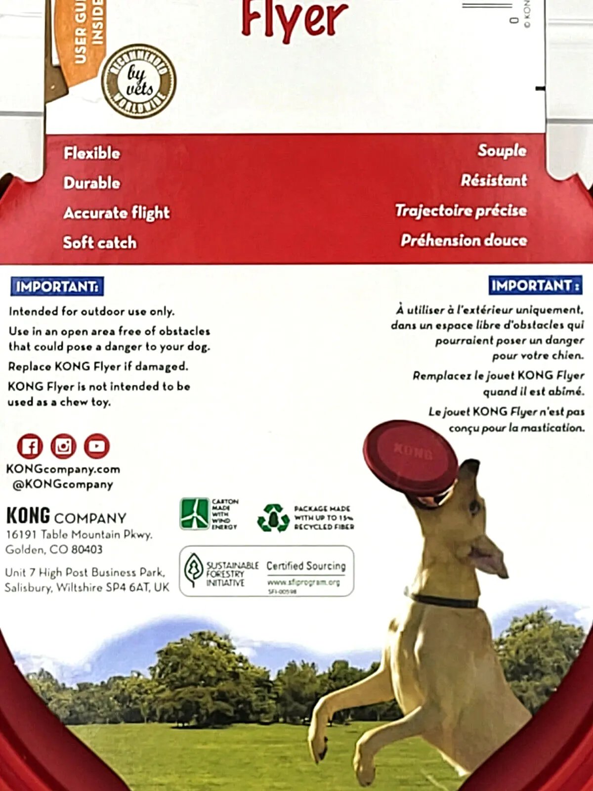 KONG Flexible Flyer SMALL Durable Rubber Frisbee Dog Fetch Toy 7.5"