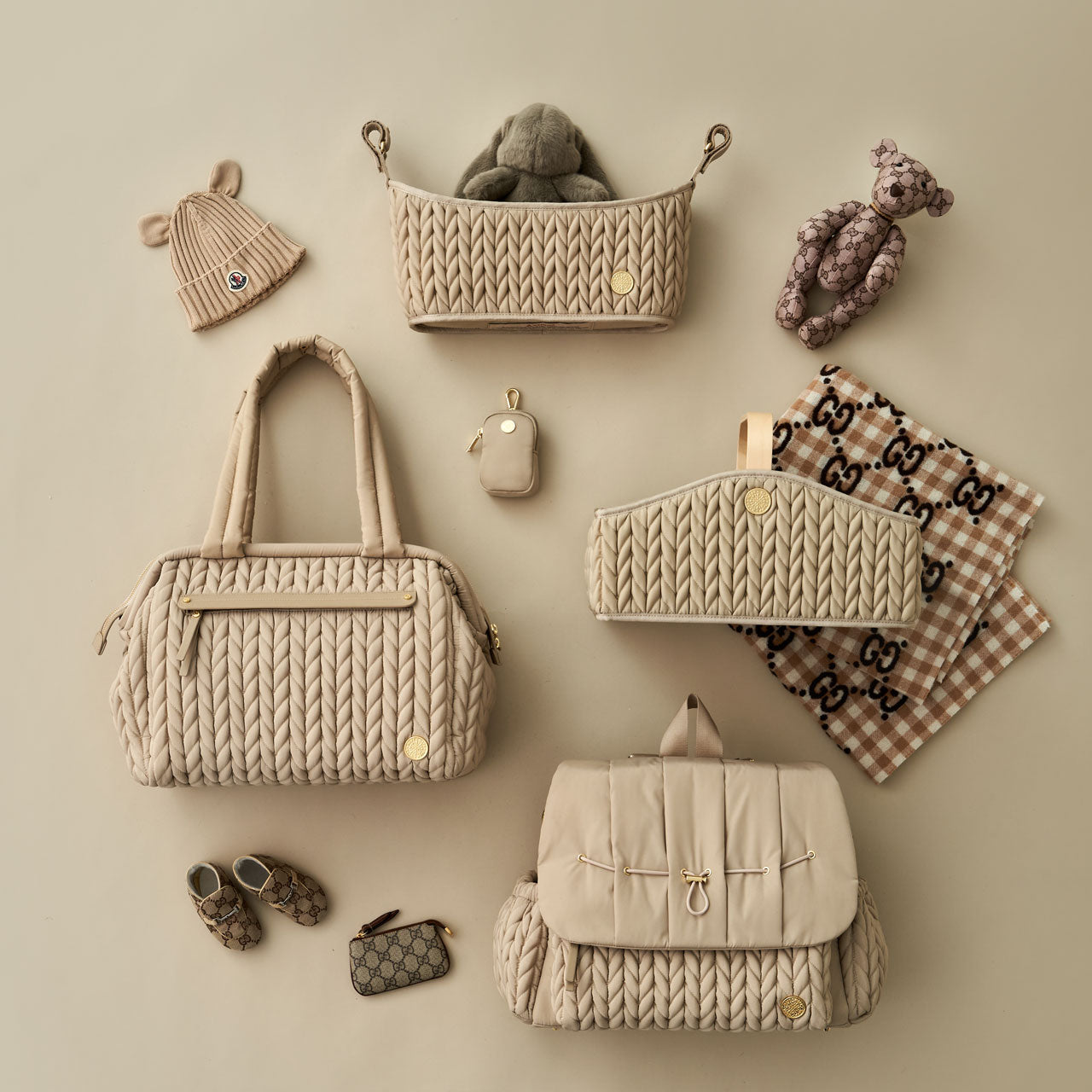 Levy Backpack Beige Holiday Set