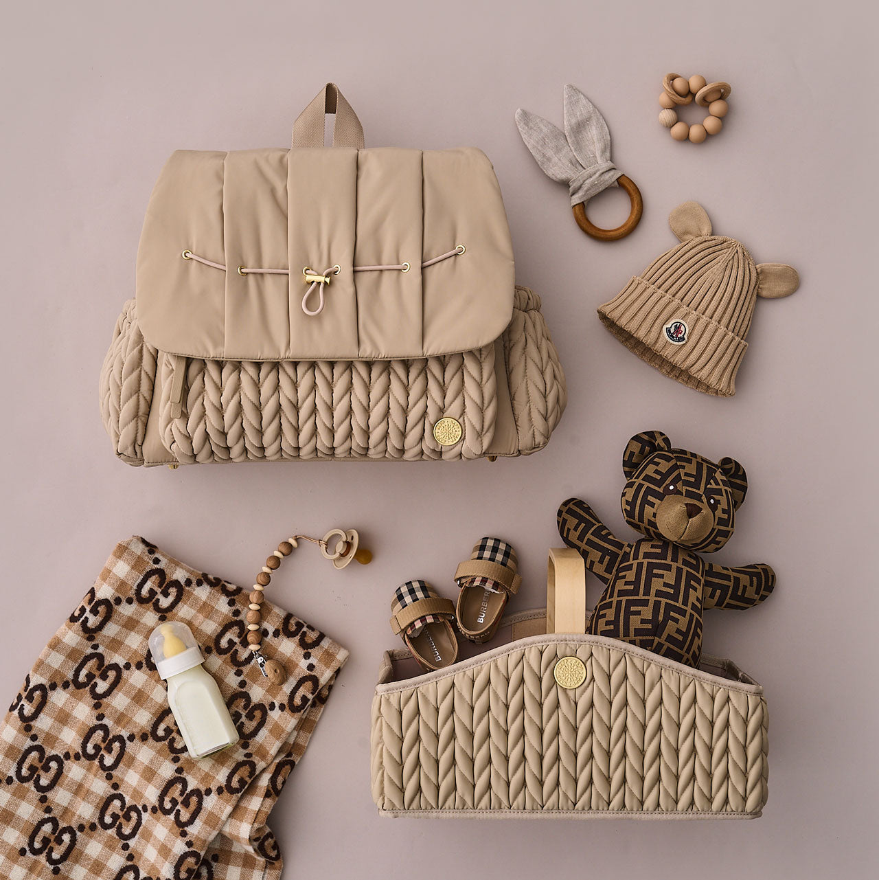 Levy Backpack Beige Holiday Set