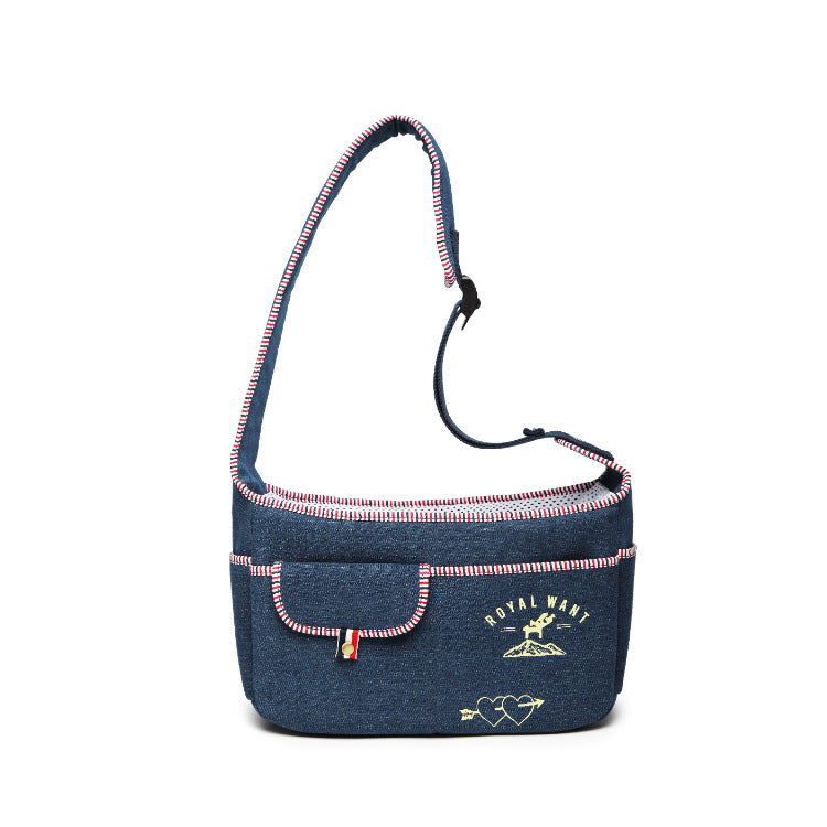 Pet Shoulder Carrier Denim Breathable Adjustable Strap