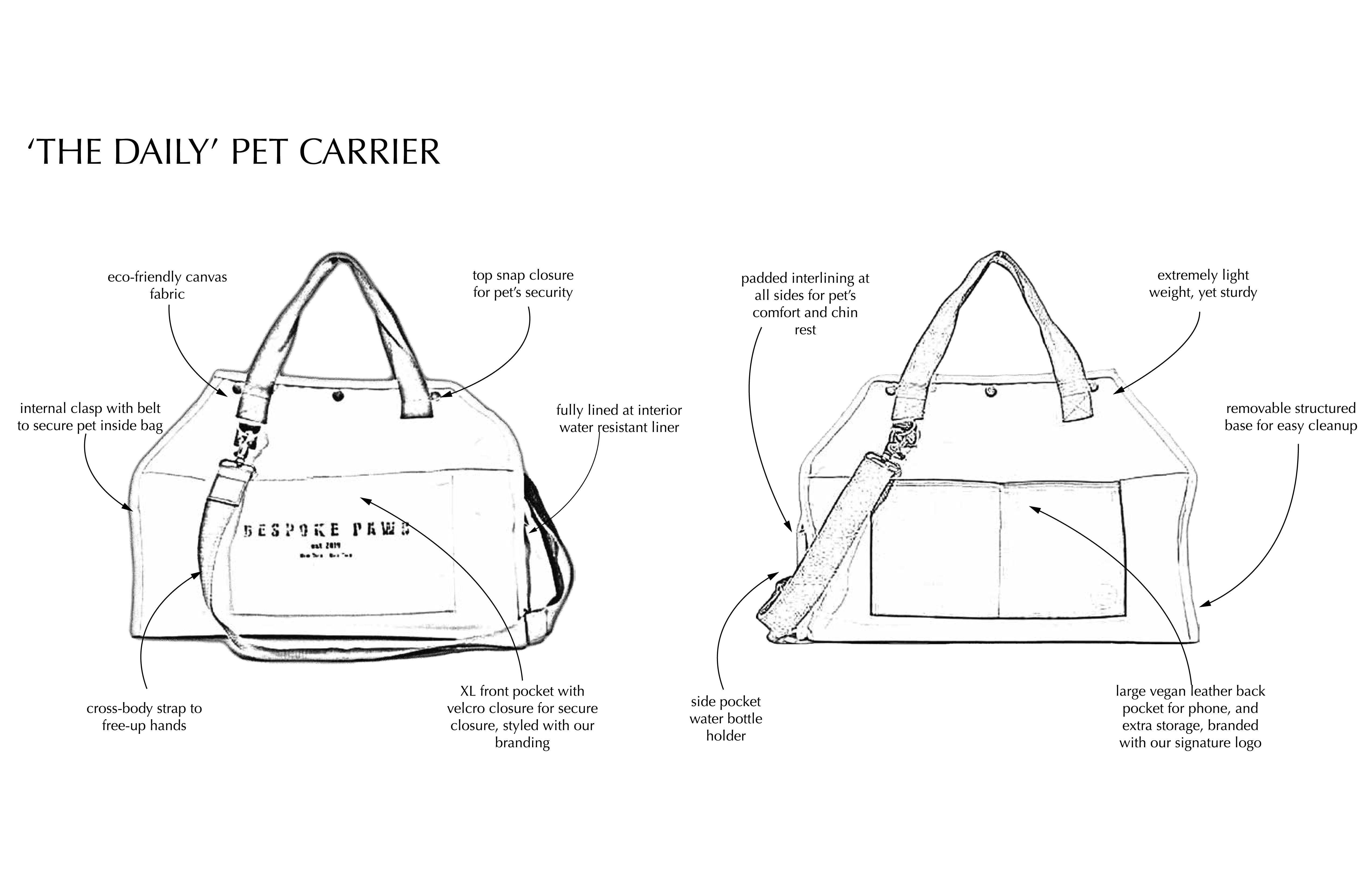 'The Daily' Packable Pet Carrier-M-Black