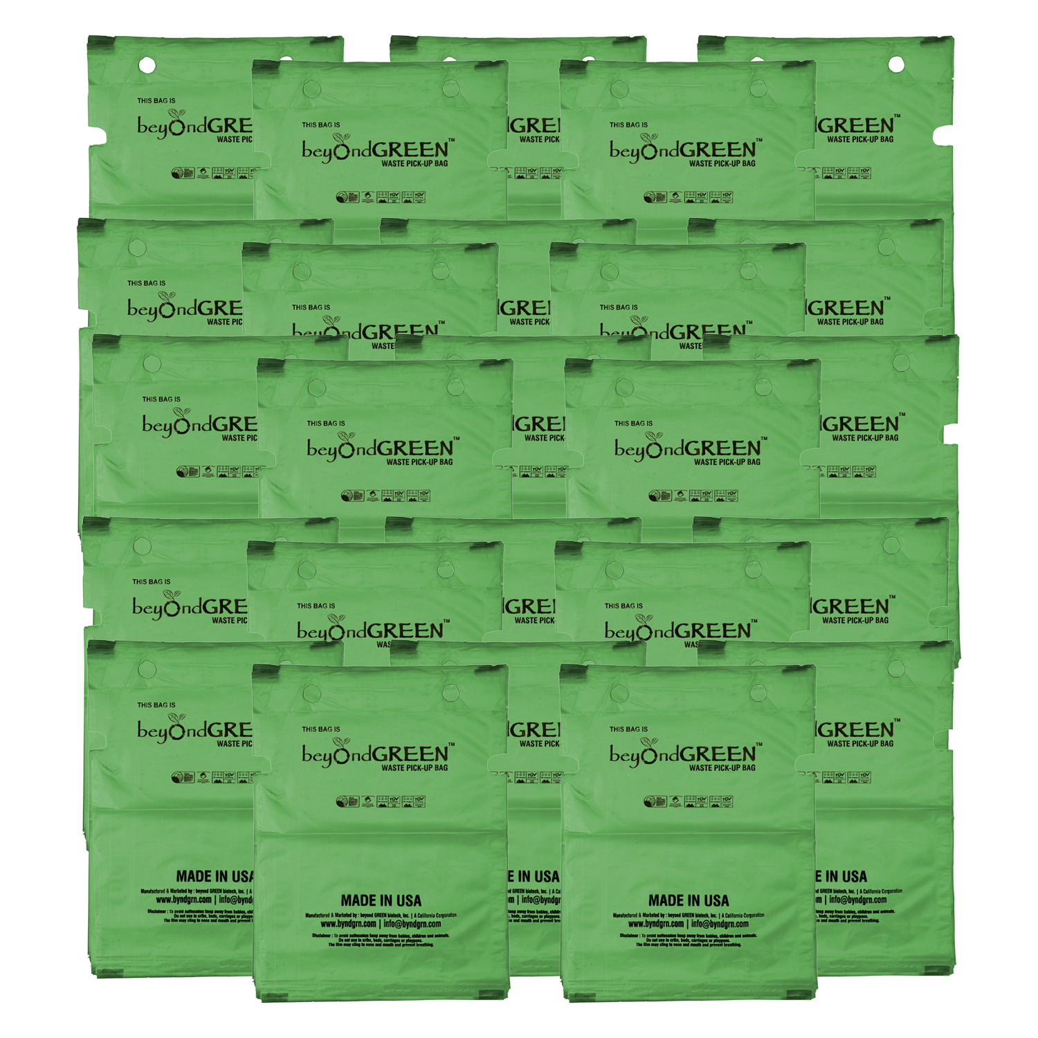 beyondGREEN Dog Waste Bags – Single-Pull Dispenser Refill Pack (100 Bags) – Made in USA, Leak-Resistant, One Bag at a Time