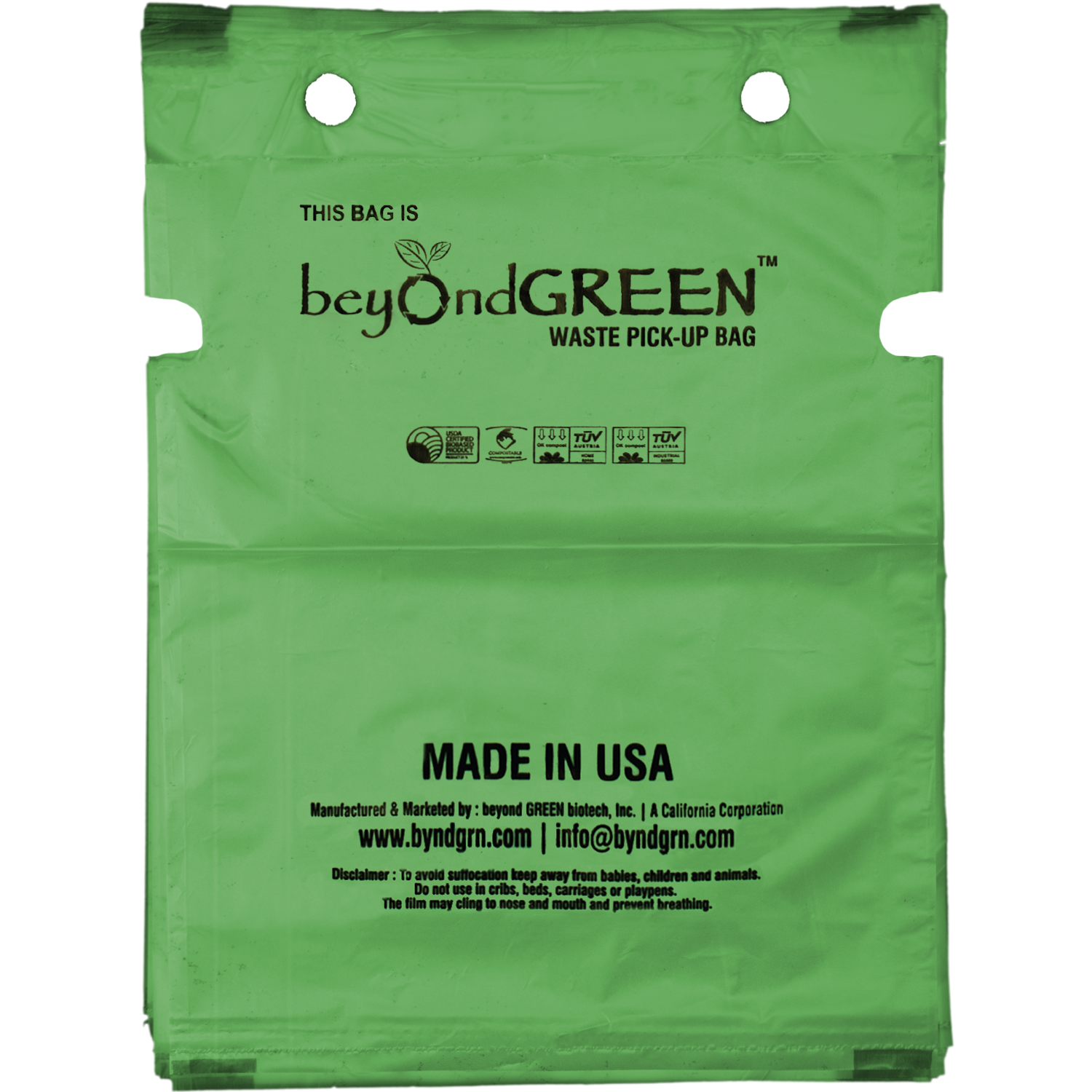 beyondGREEN Dog Waste Bags – Single-Pull Dispenser Refill Pack (100 Bags) – Made in USA, Leak-Resistant, One Bag at a Time