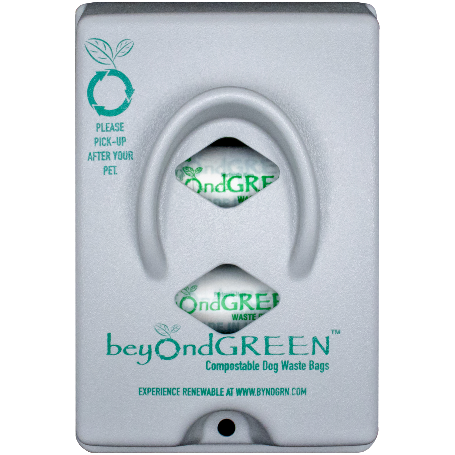 beyondGREEN Dog Waste Bag Dispenser – Wall & Pole Mount – Standard Roll Compatible, Front-Load