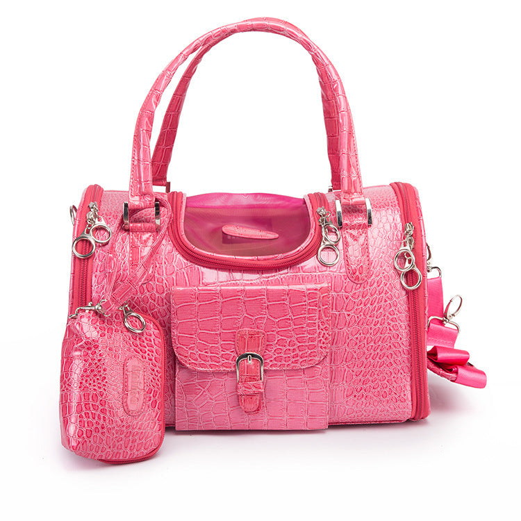 Pet Carrier Bag – Pink Croc Texture, Travel-Ready