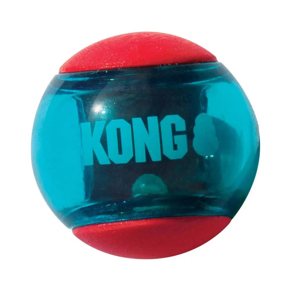 KONG Squeezz Action Ball Red 2 Count Large Squeaky Dog Fetch Toy 3"