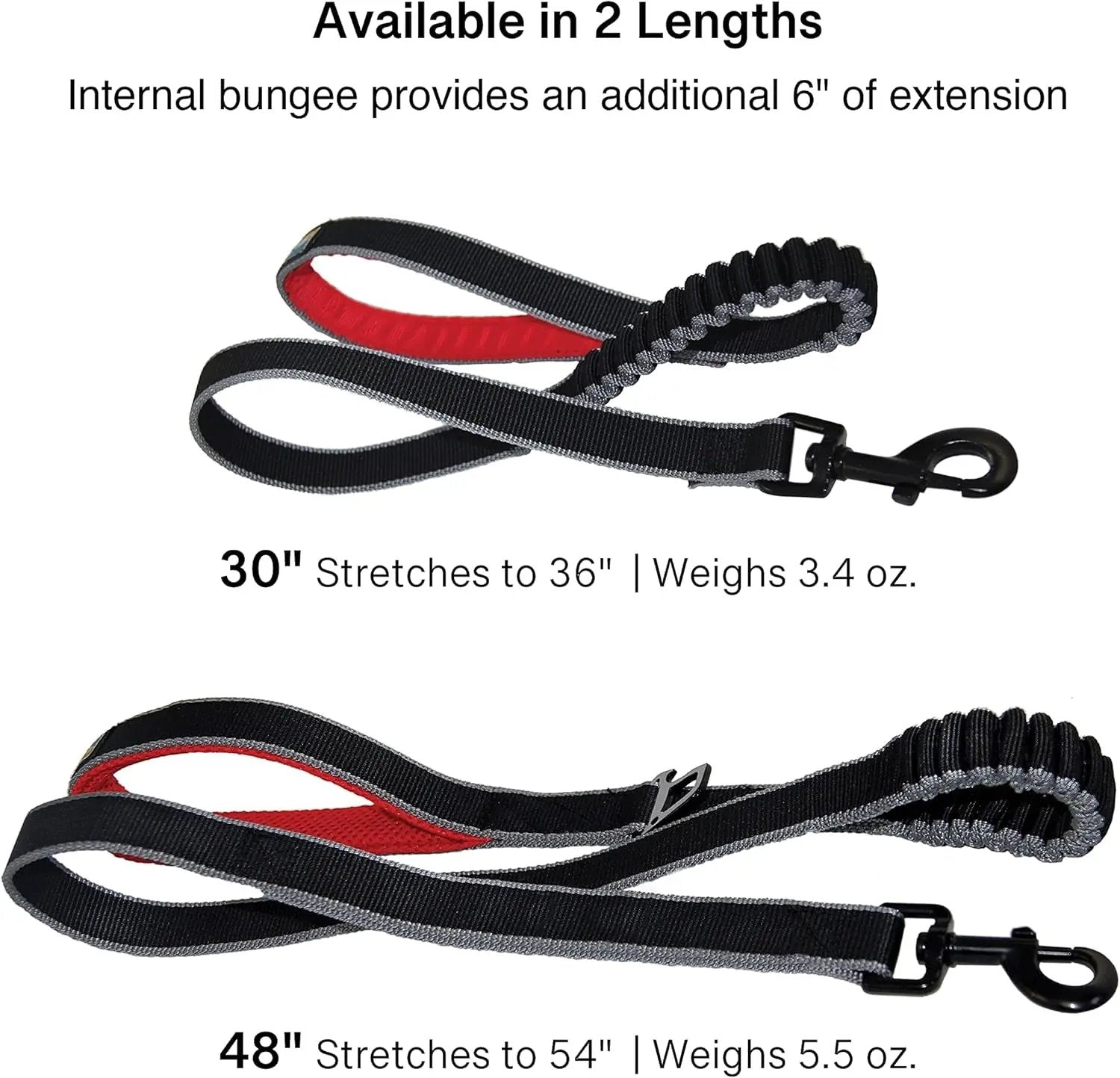 Springback Leash for Dogs, 30 Inch Blue/Grey, Padded Handle, Bungee Eases Pulling