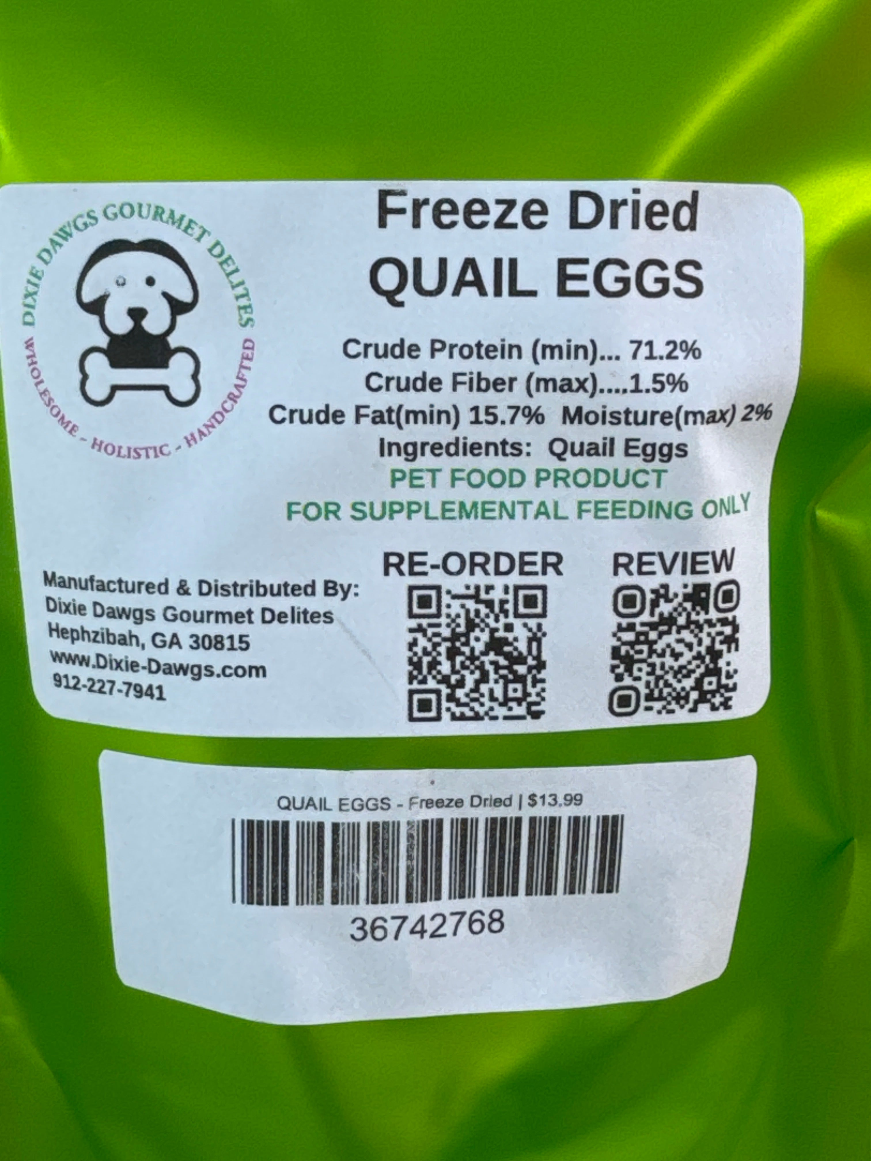 QUAIL EGGS - Freeze Dried