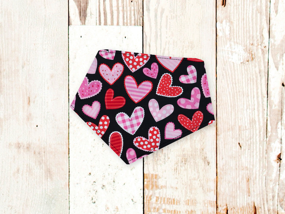 "Black V-Day Hearts" Dog Bandana