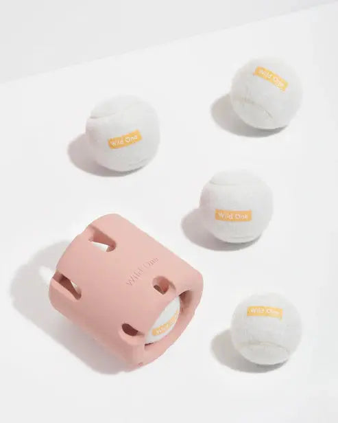 Dog Toy Tennis Tumble Rubber Barrel Tennis Ball Set