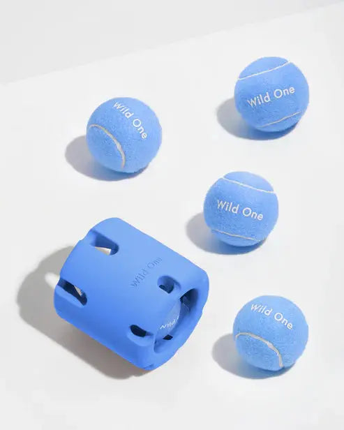 Dog Toy Tennis Tumble Rubber Barrel Tennis Ball Set