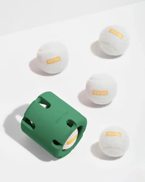 Dog Toy Tennis Tumble Rubber Barrel Tennis Ball Set