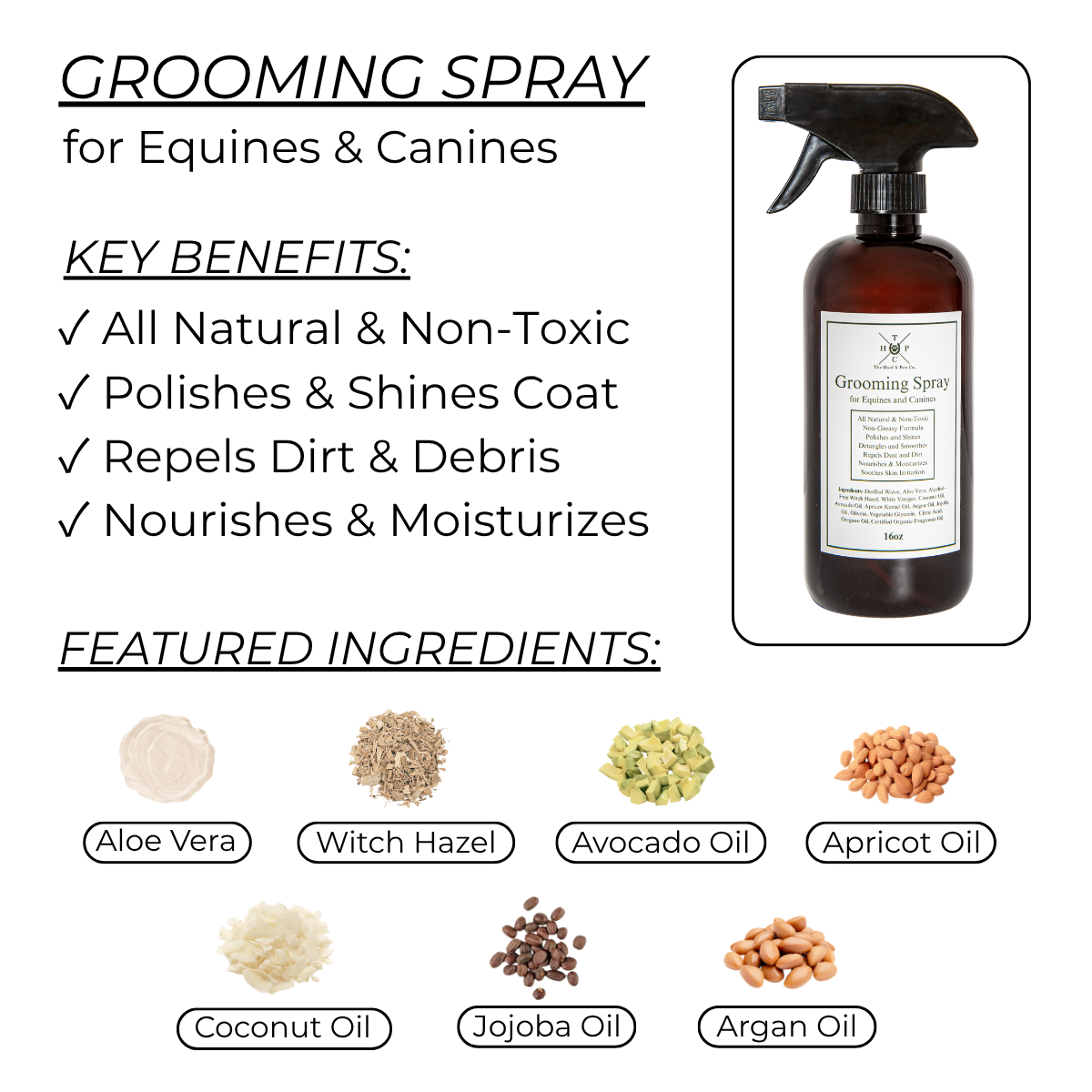Grooming Spray for Dogs & Horses - 16oz