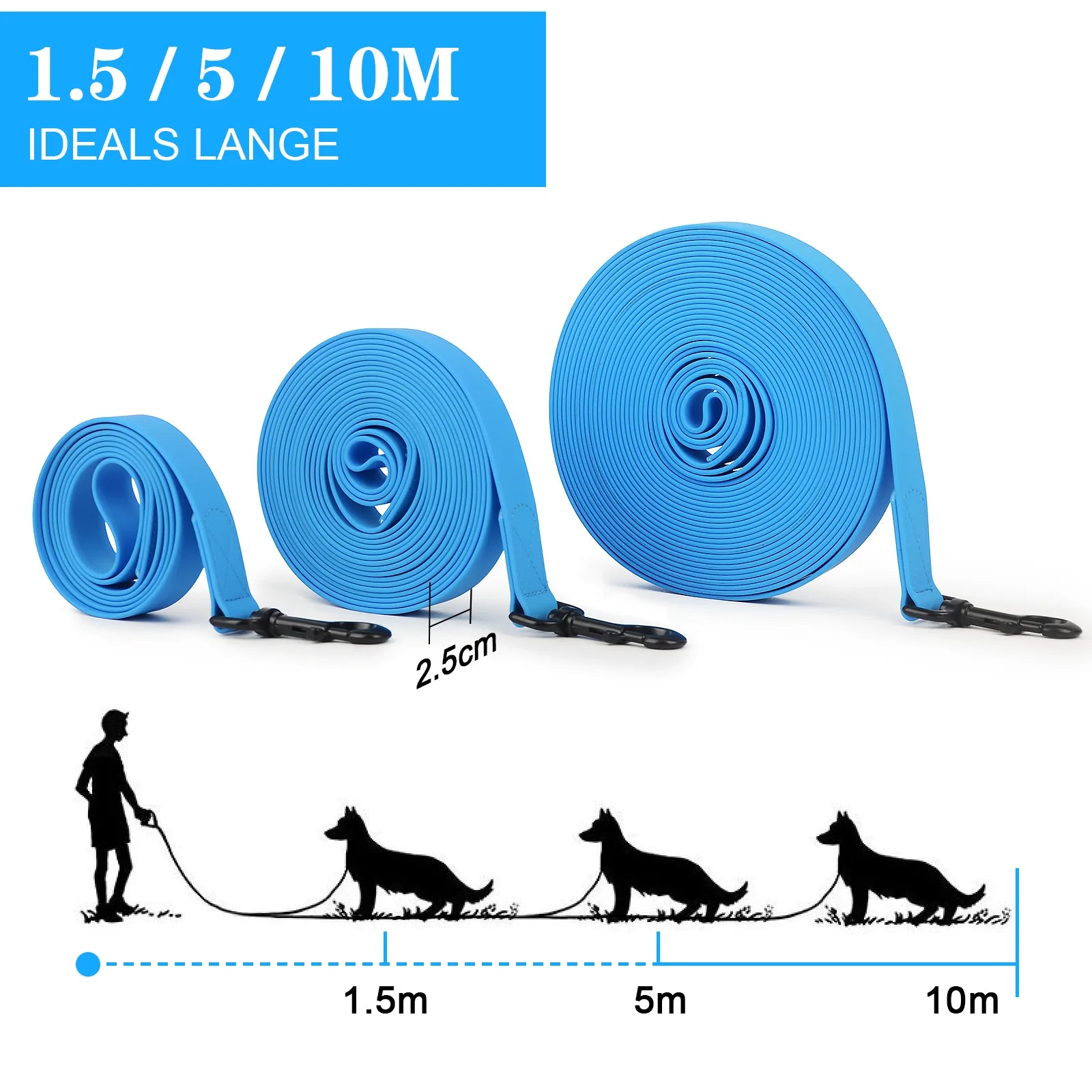 QuickDry Waterproof PVC Dog Leash - Multiple Lengths