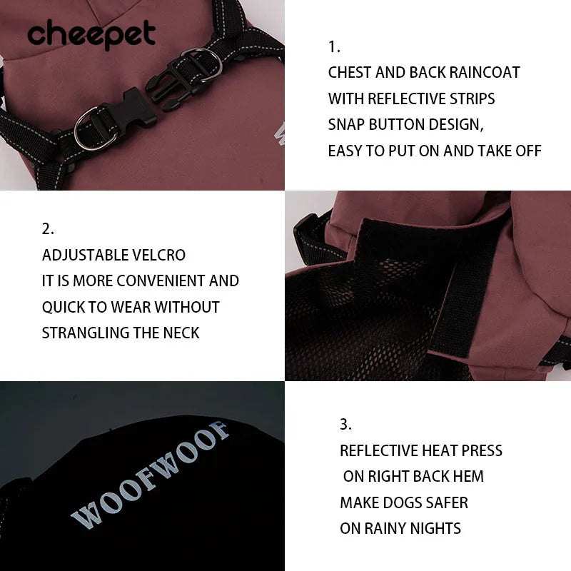 Wholesale Dog Fashion Waterproof Pet Clothes Reflective Pet Chest Straps Dog Rain Coat Dog Vest Harness