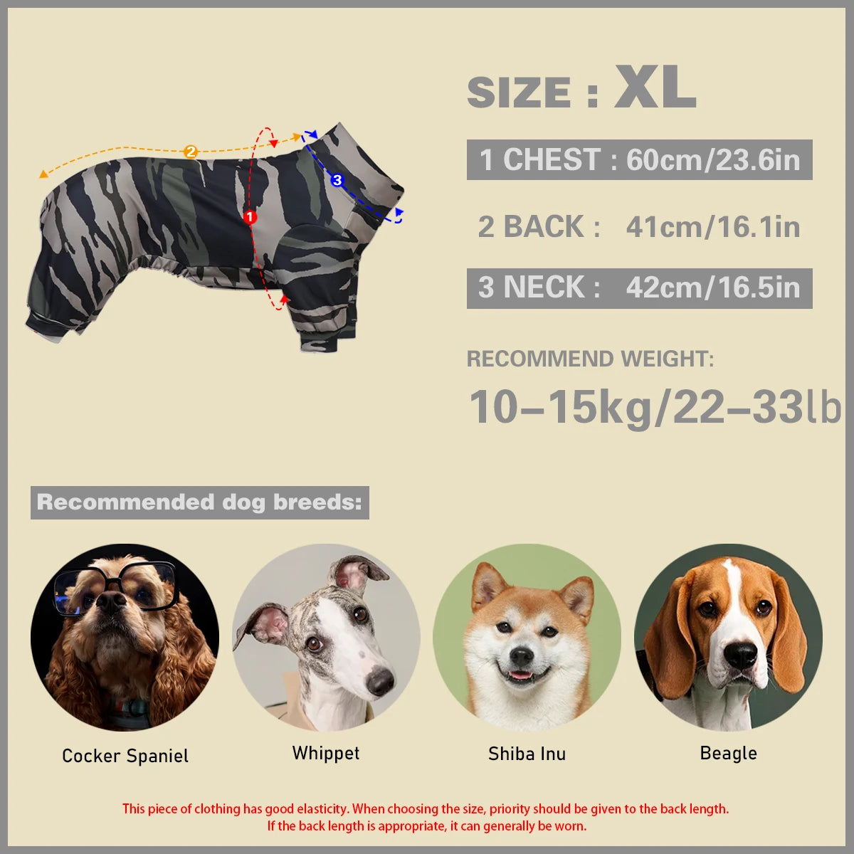 Super Soft and Comfortable Dog Pajamas - Perfect for Cold Seasons - Grey Camouflage Pattern - XL Size