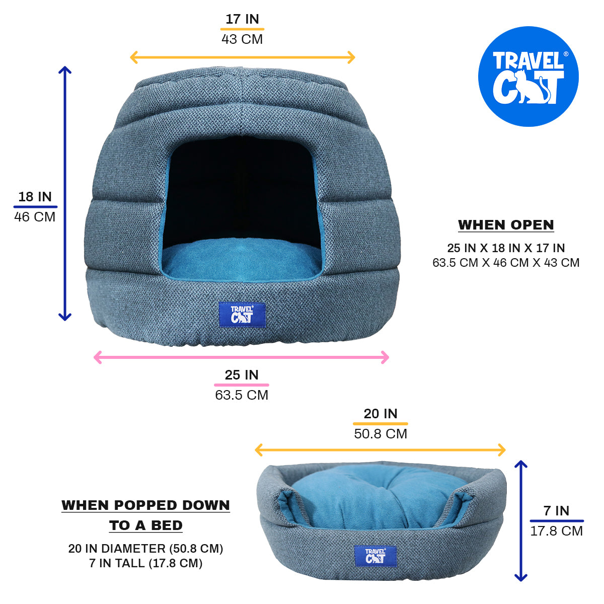 "The Meowbile Home" Convertible Cat Bed & Cave - Blue