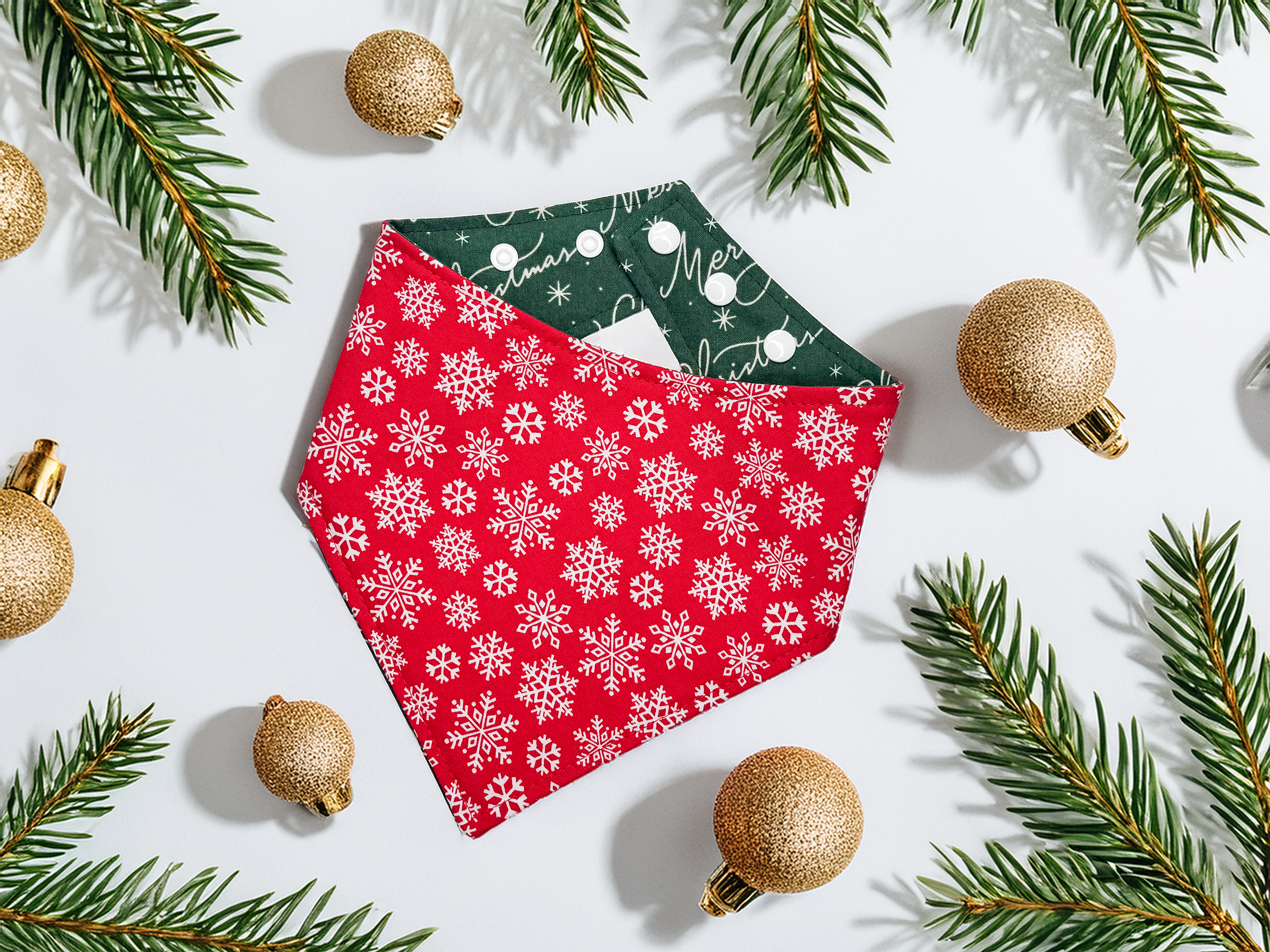 "Merry Christmas Script" Reversible Dog Bandana