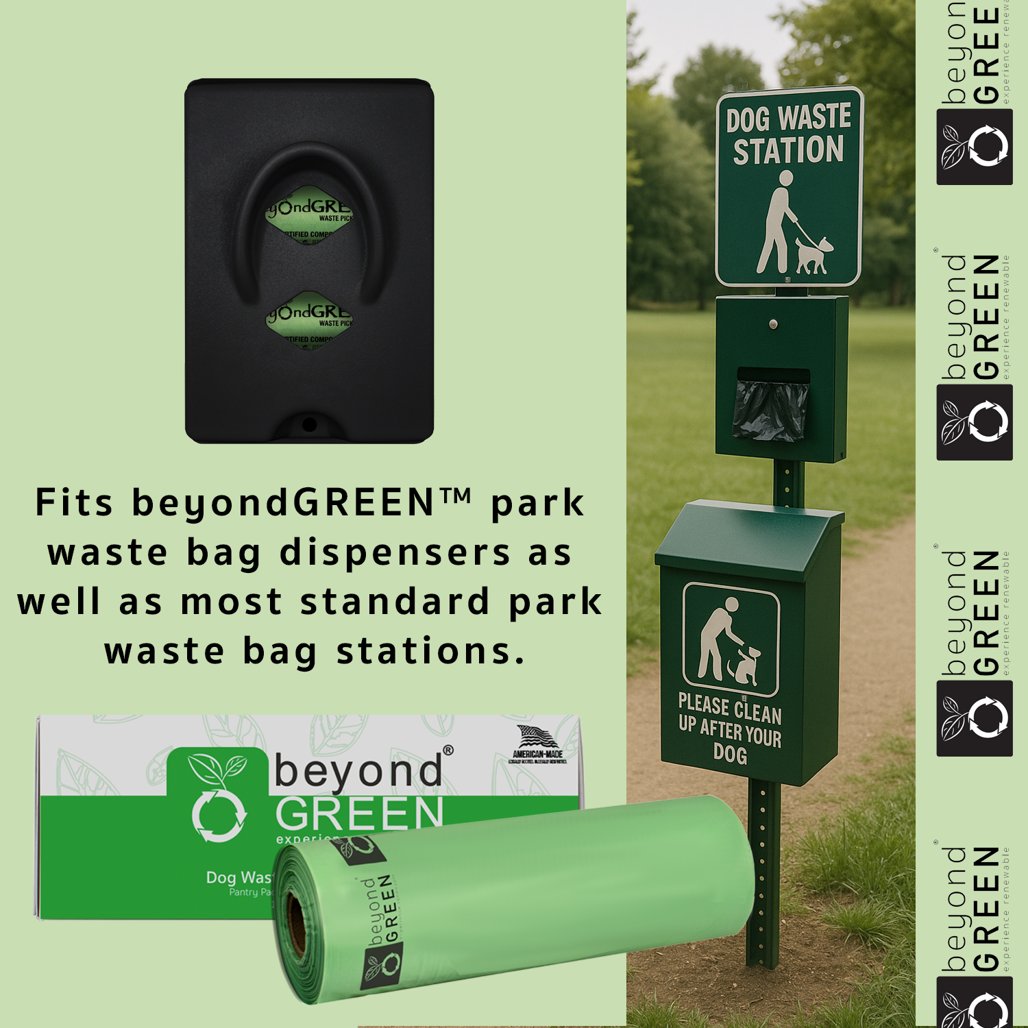 beyondGREEN Dog Waste Bags – Grab & Go Bulk Pack – 200 Bags on Roll with Core - Made in USA, Leak-Resistant, Folded Rolls