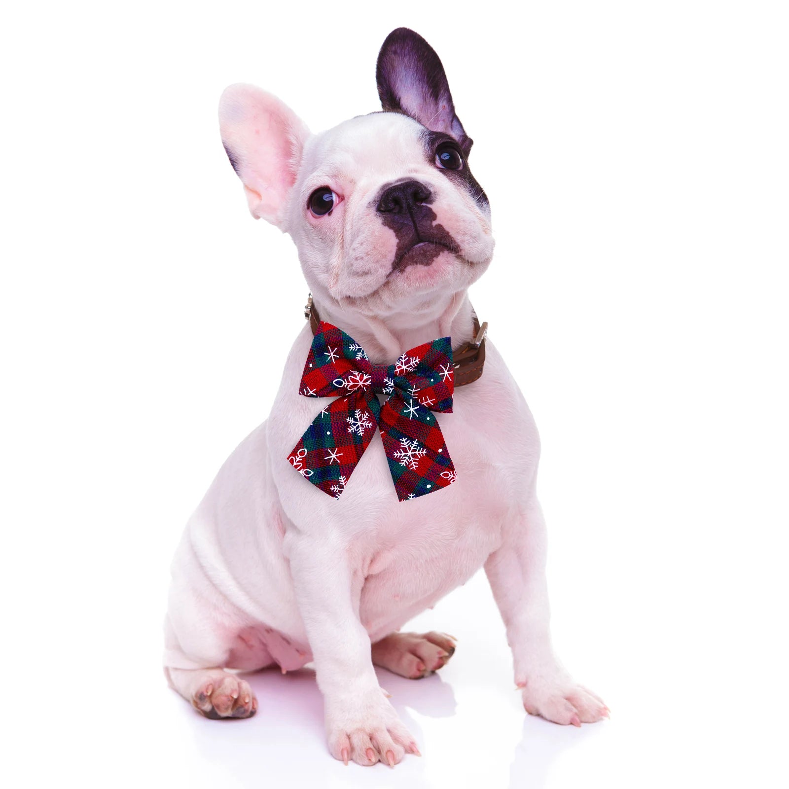 2PCS Movable Winter Dog Collars With Elastic Bands Christmas Bow Ties For Small Dog Pet Dogs Grooming Supplies Dog Bowties