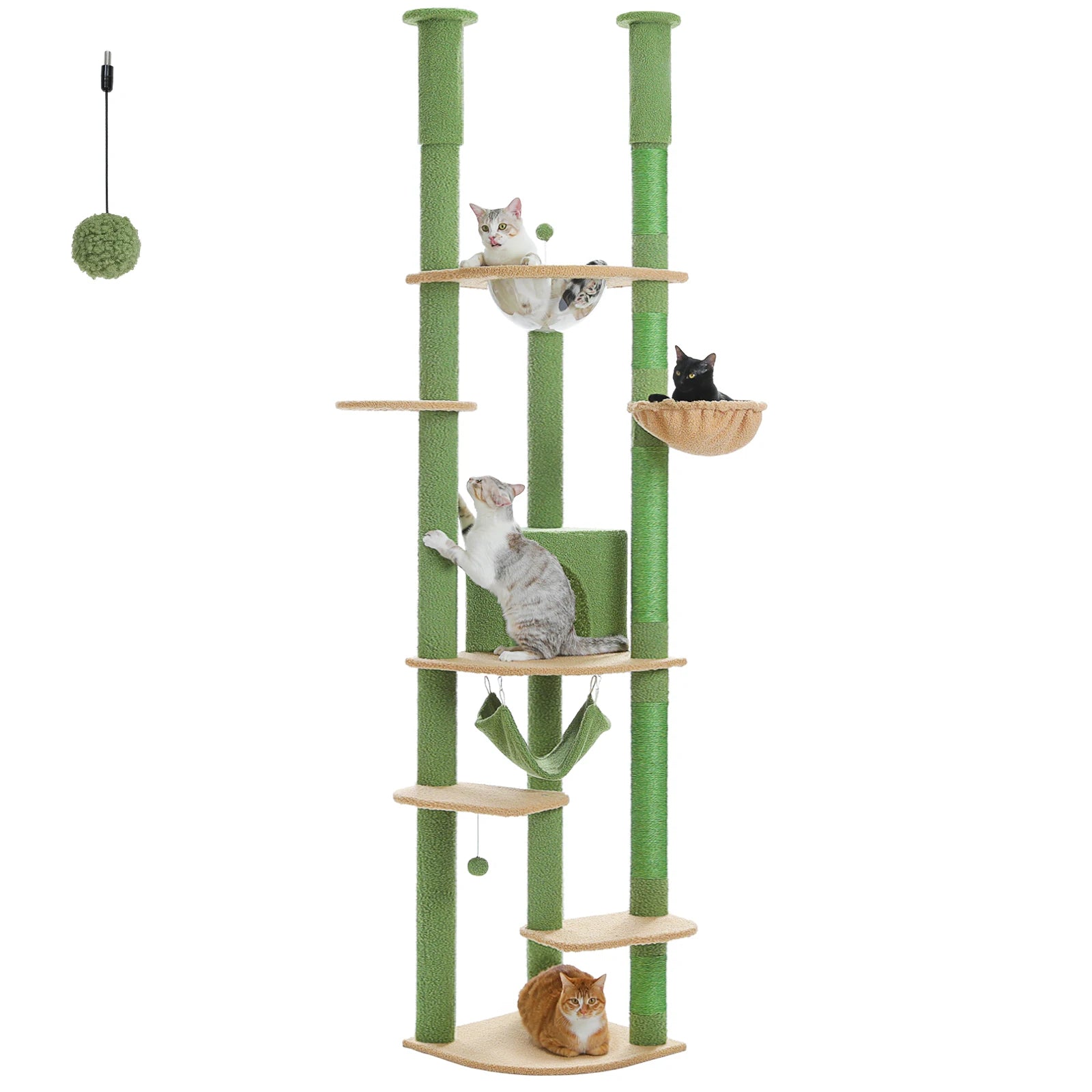 Multi-Level Tall Cat Tree for Indoor Cats Floor to Ceiling Cat Tower with Scratching Posts Cozy Condo Hammock Cat Accessories