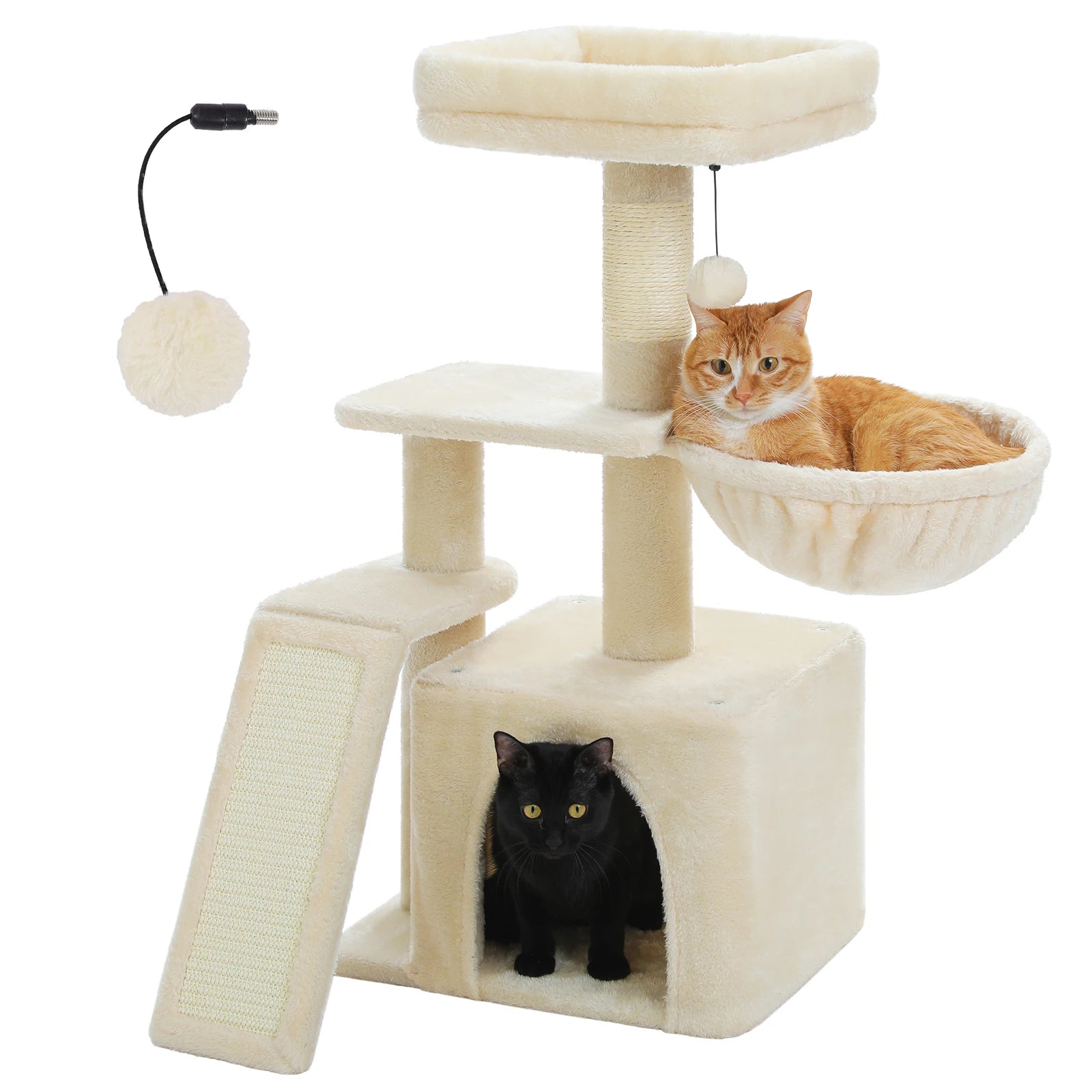 Small Grey Cat Tree with Multi-Level Play & Rest