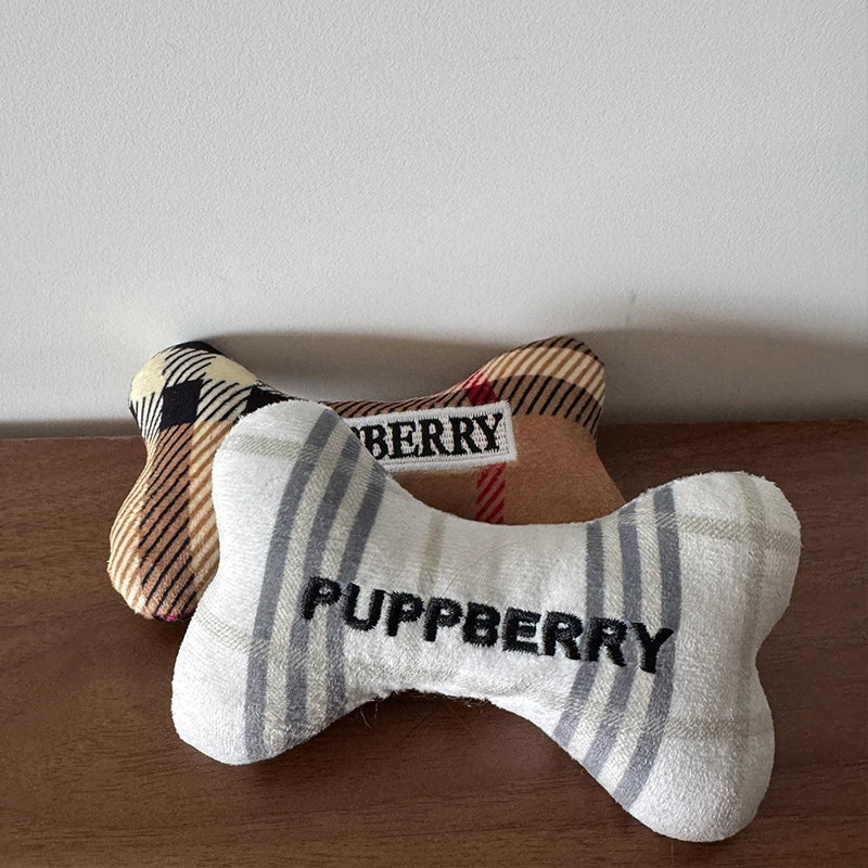 Durable Cute Bone Print Squeaky Plush Dog Chew Toys
