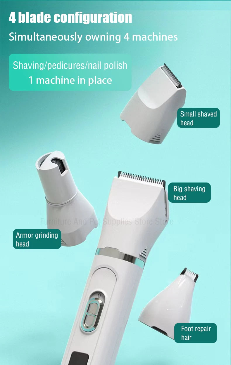 Silent USB Rechargeable Dog Hair Clippers with Four