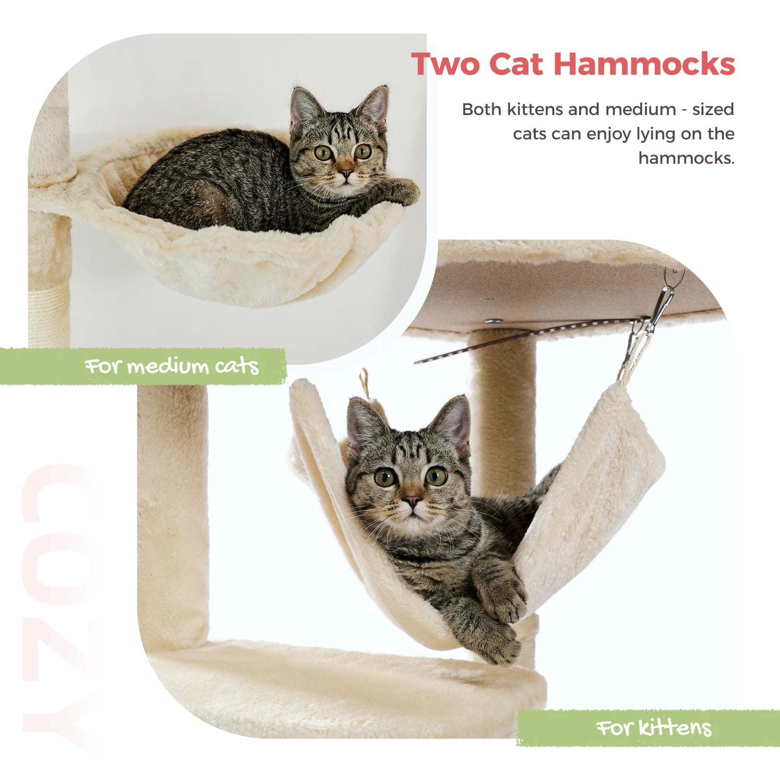 Multi-Level Tall Cat Tree for Indoor Cats Floor to Ceiling Cat Tower with Scratching Posts Cozy Condo Hammock Cat Accessories