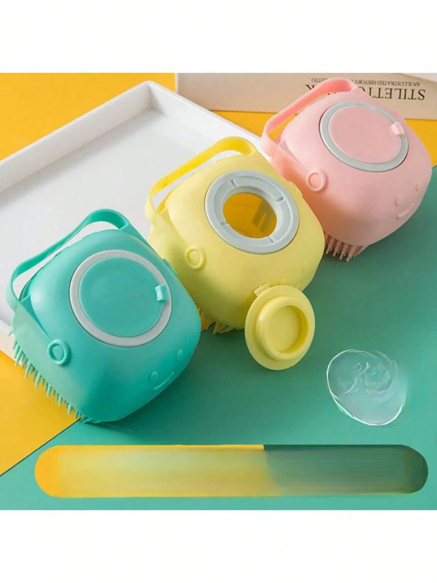 Gentle Silicone Dog Wash Brush with Shampoo Dispenser