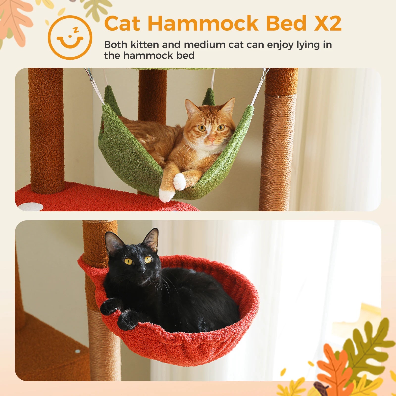 Multi-Level Tall Cat Tree for Indoor Cats Floor to Ceiling Cat Tower with Scratching Posts Cozy Condo Hammock Cat Accessories