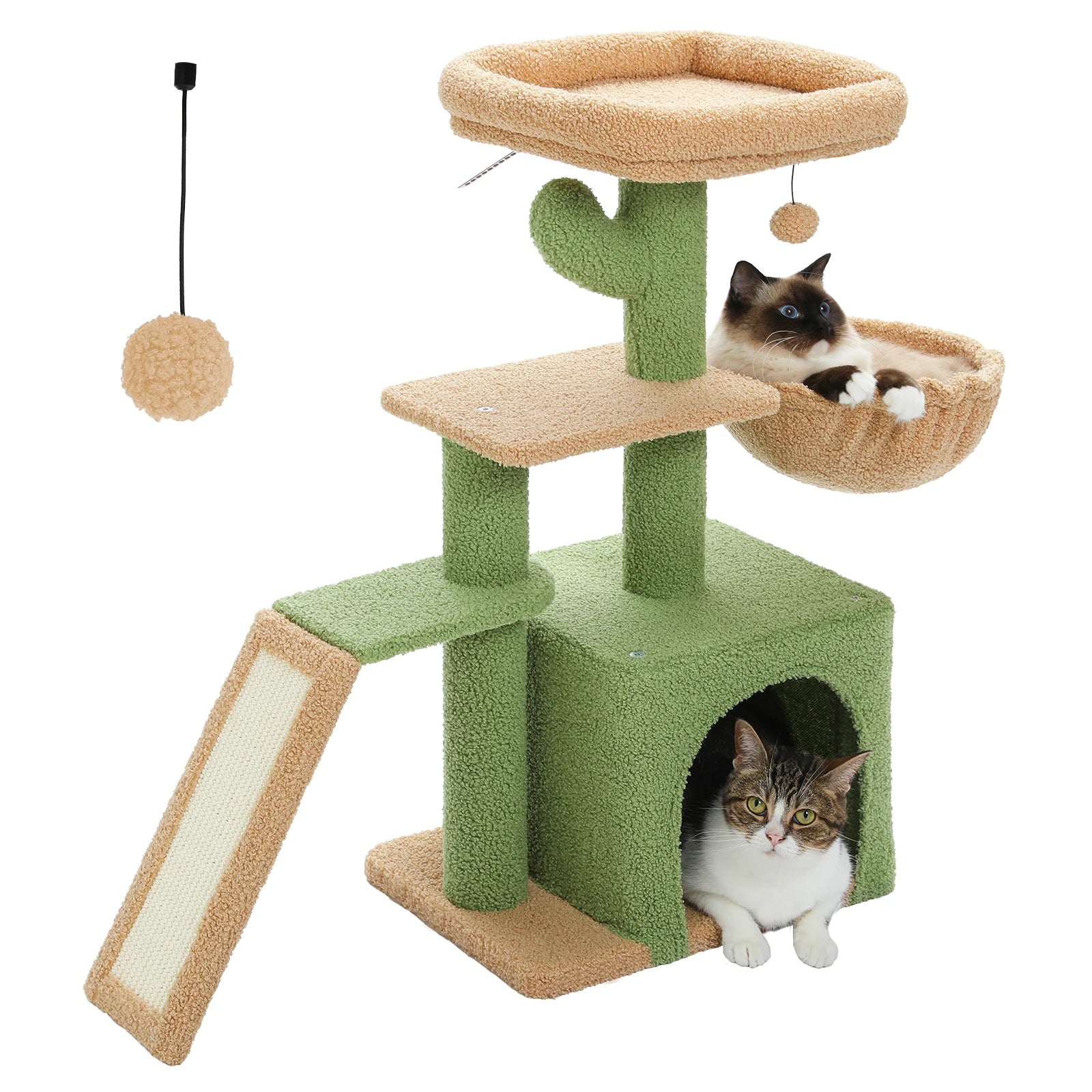 Small Grey Cat Tree with Multi-Level Play & Rest