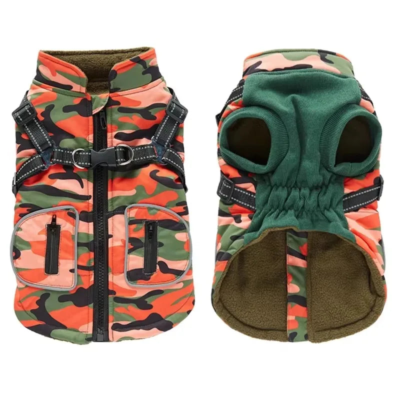 Winter Waterproof Warm Dog Jacket Vest Dog Clothes with Harness French-Bulldog Coat Costume for Chihuahua Pijama Perro Pequeño