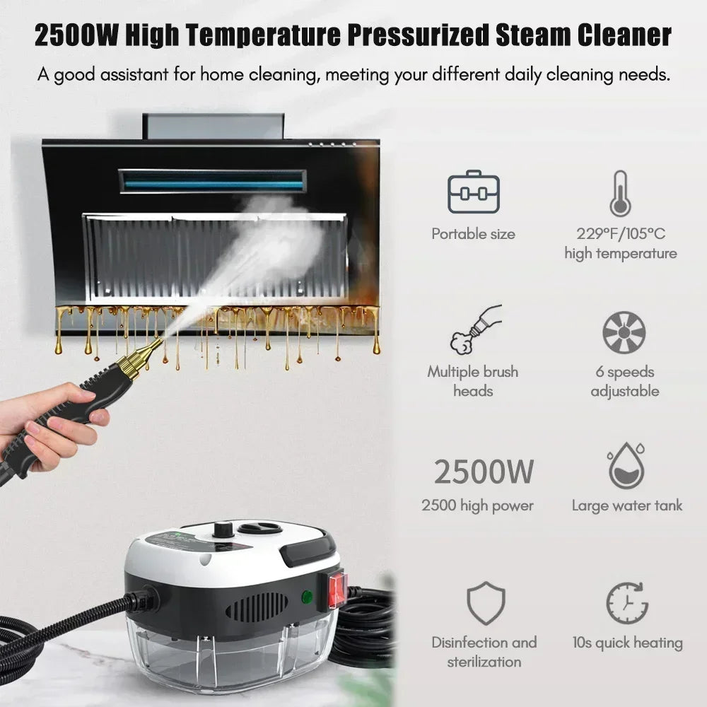2500W Pressure Steam Cleaner with Adjustable Heat