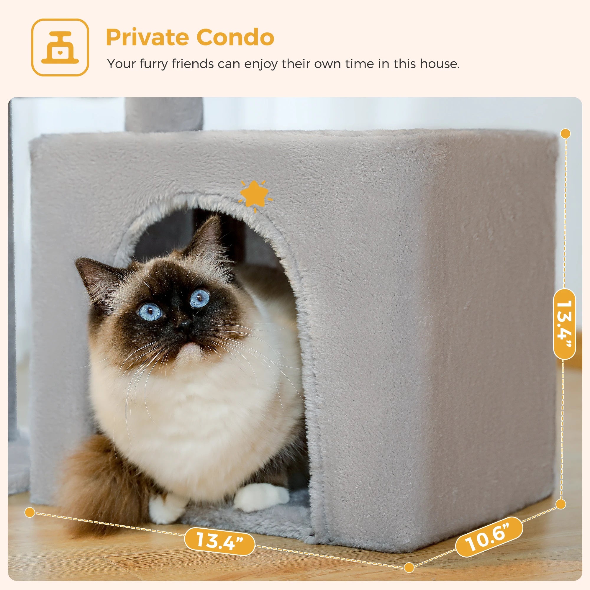 Small Grey Cat Tree with Multi-Level Play & Rest