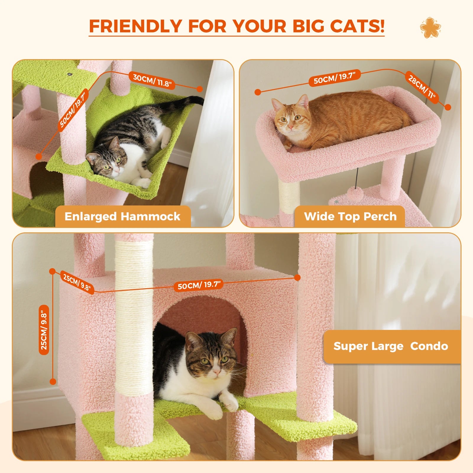 Large Cat Condo & Hammock with Sisal Scratcher