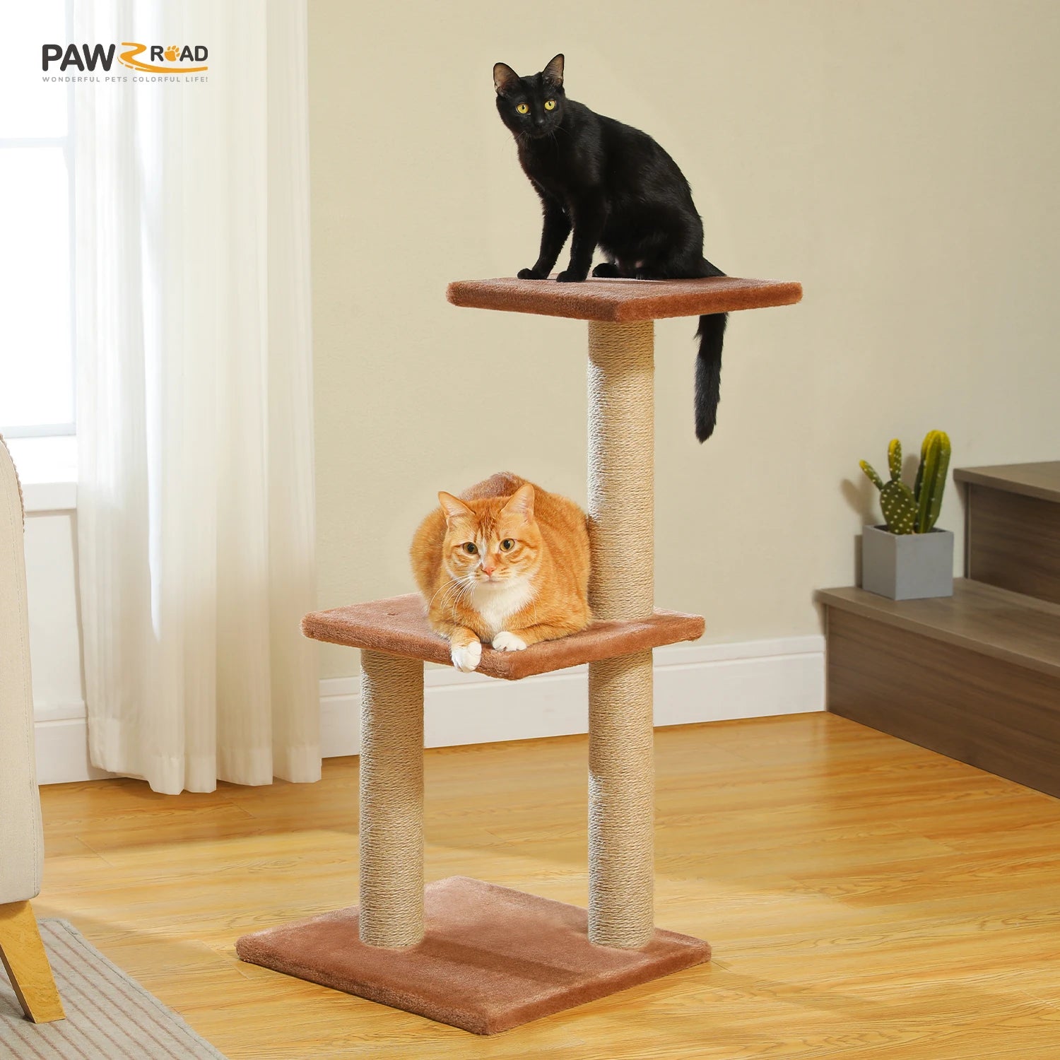 Small Grey Cat Tree with Multi-Level Play & Rest