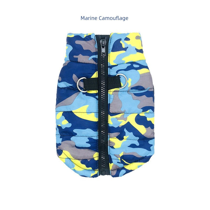 Pet Clothing Dog Clothes Camouflage Skull Butterfly Leopard Print Vest Cotton-Padded Jacket Autumn and Winter