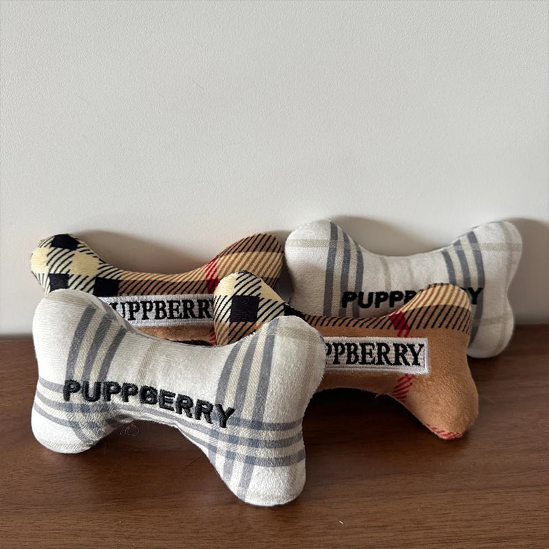Durable Cute Bone Print Squeaky Plush Dog Chew Toys
