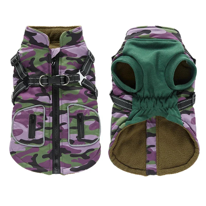 Waterproof Warm Dog Jacket Vest Winter Dog Clothes With Harness French-Bulldog Coat Pet Costume for Small Medium Dogs Chihuahua