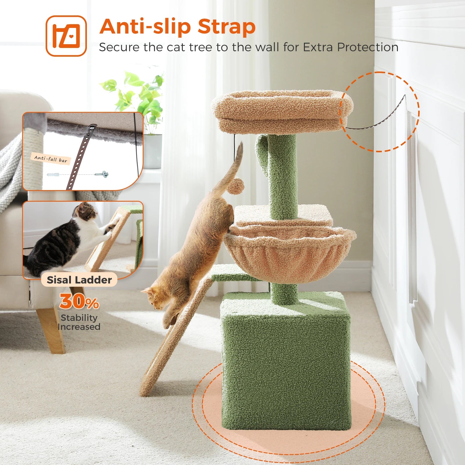 Small Grey Cat Tree with Multi-Level Play & Rest