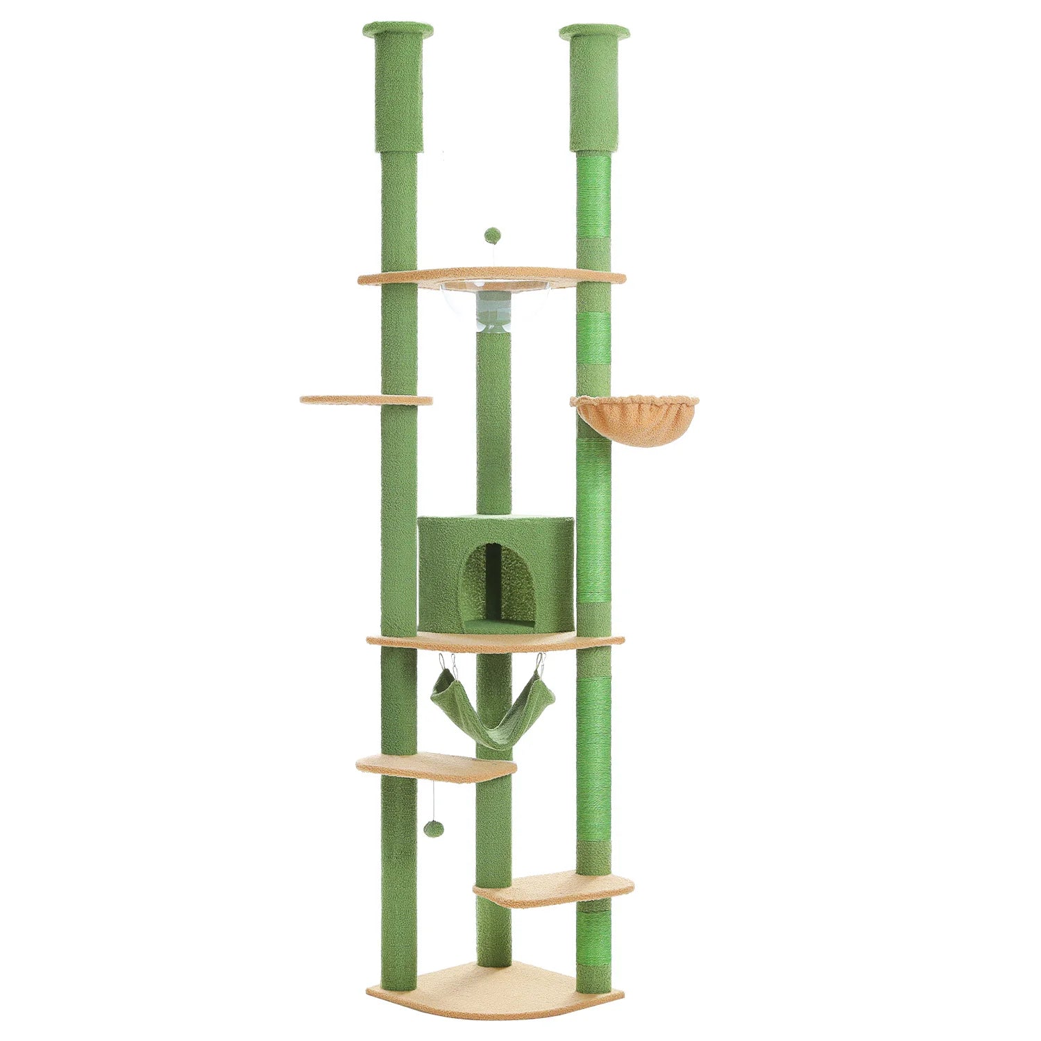 Multi-Level Tall Cat Tree for Indoor Cats Floor to Ceiling Cat Tower with Scratching Posts Cozy Condo Hammock Cat Accessories