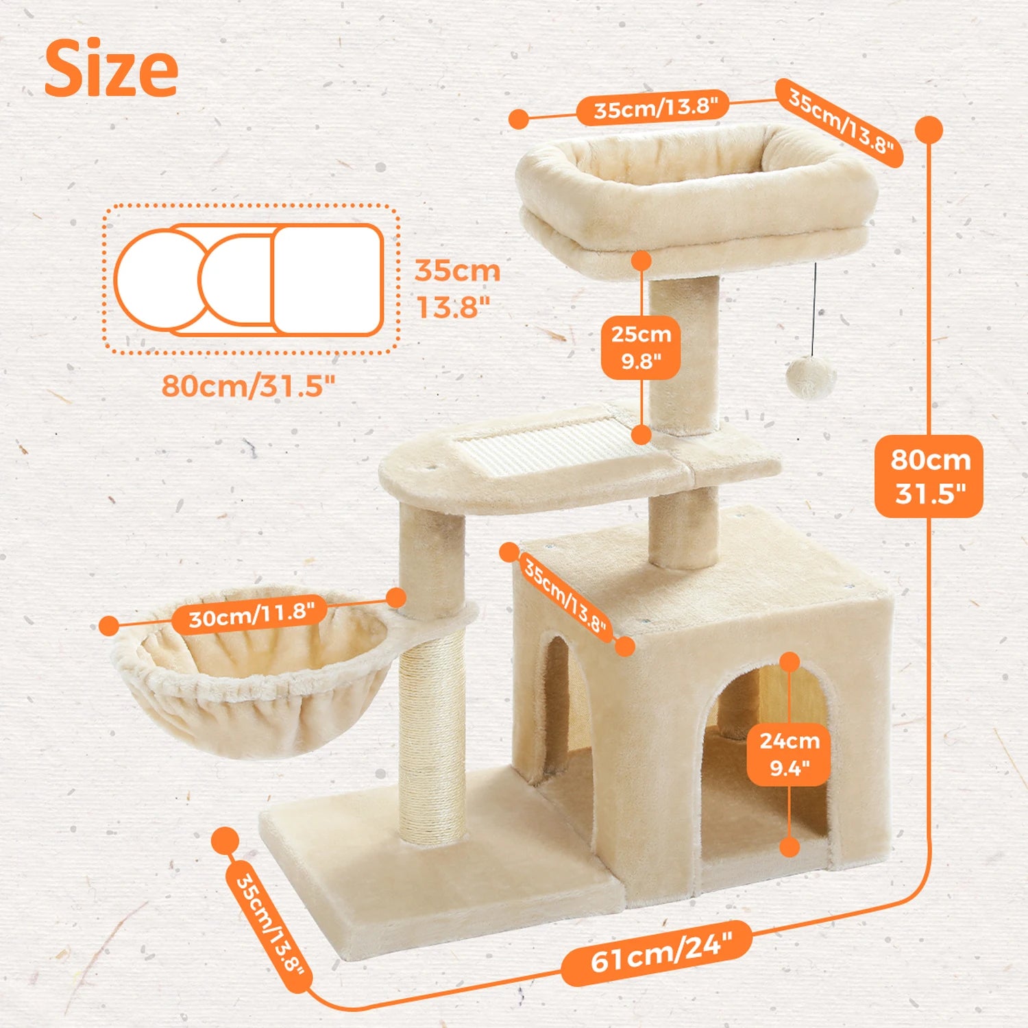 Small Grey Cat Tree with Multi-Level Play & Rest