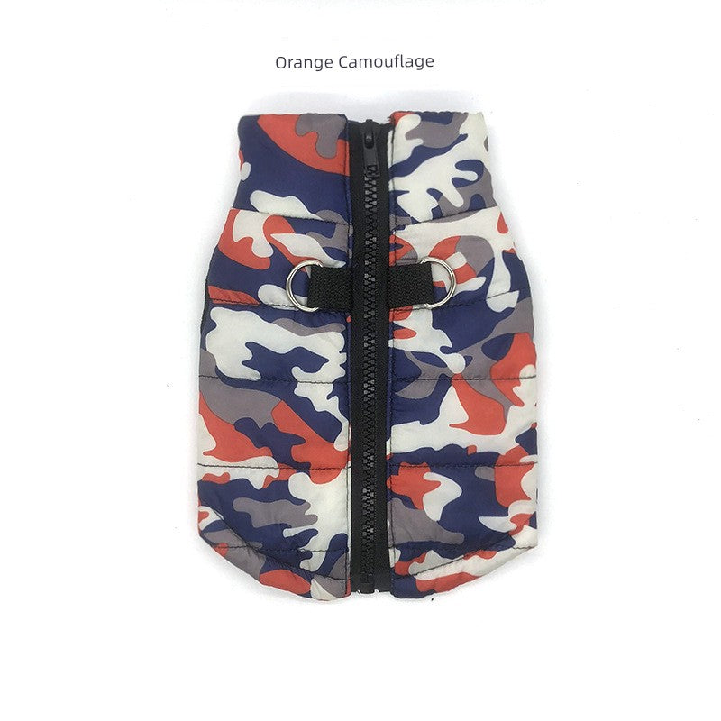 Pet Clothing Dog Clothes Camouflage Skull Butterfly Leopard Print Vest Cotton-Padded Jacket Autumn and Winter