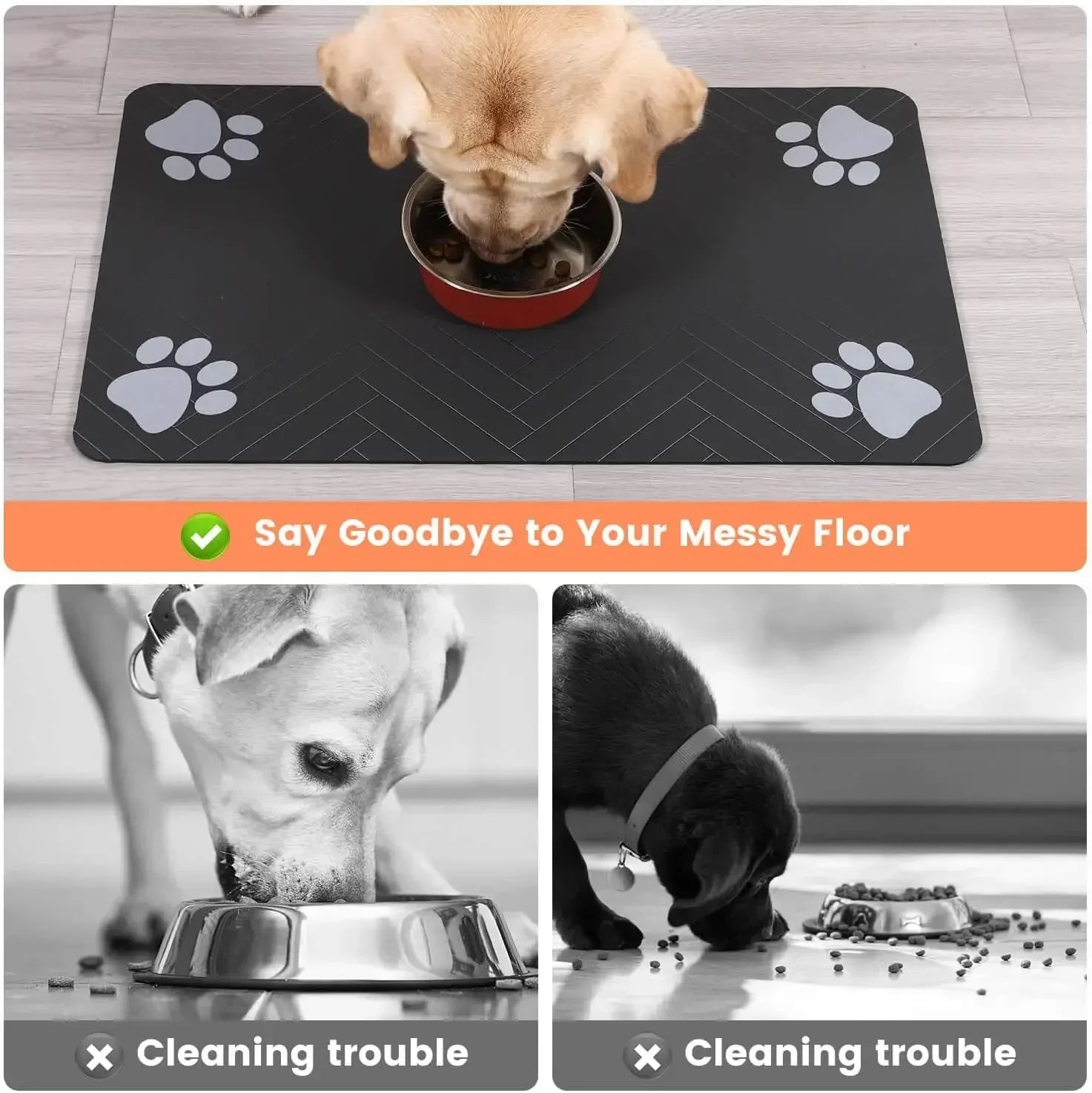 Waterproof Quick-Dry Pet Food Mat with Non-Slip Backing