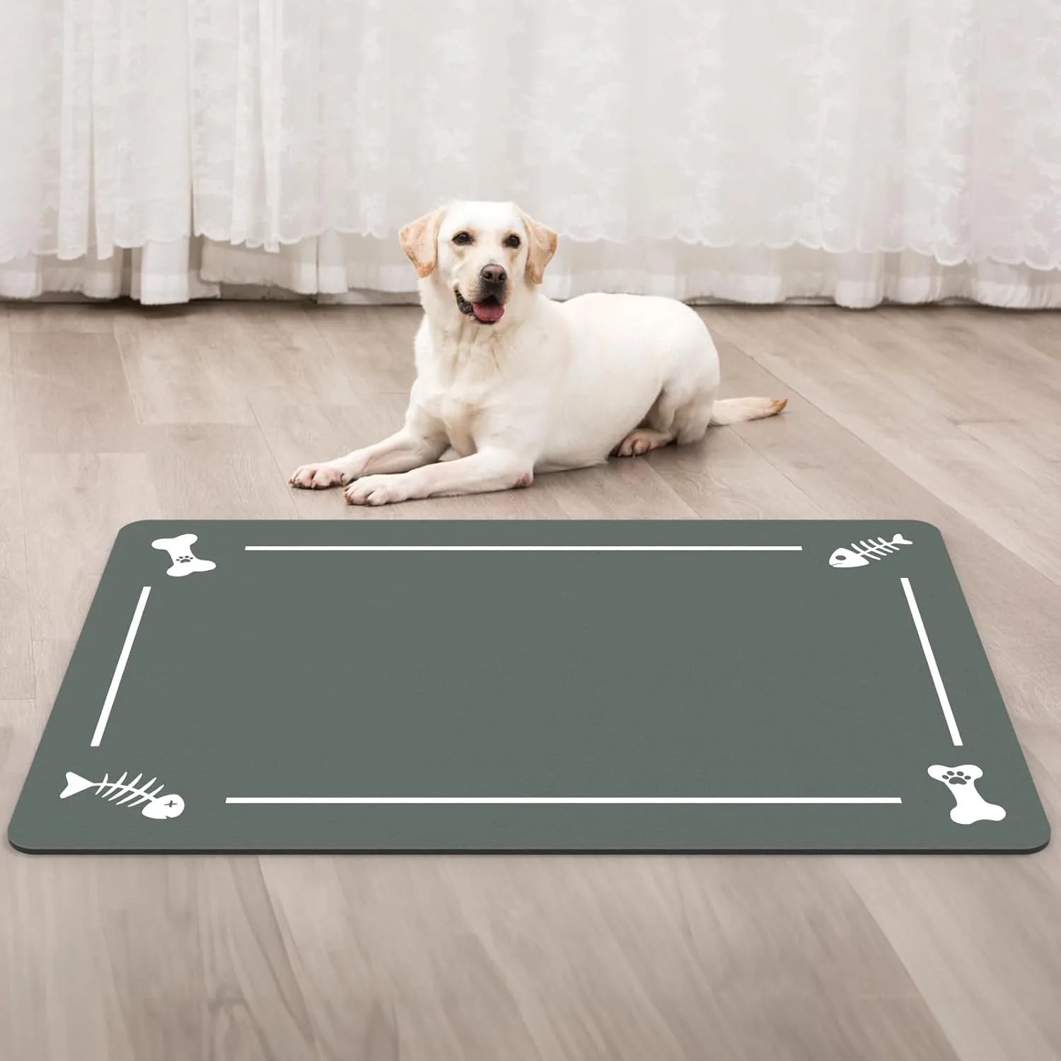 Waterproof Quick-Dry Pet Food Mat with Non-Slip Backing