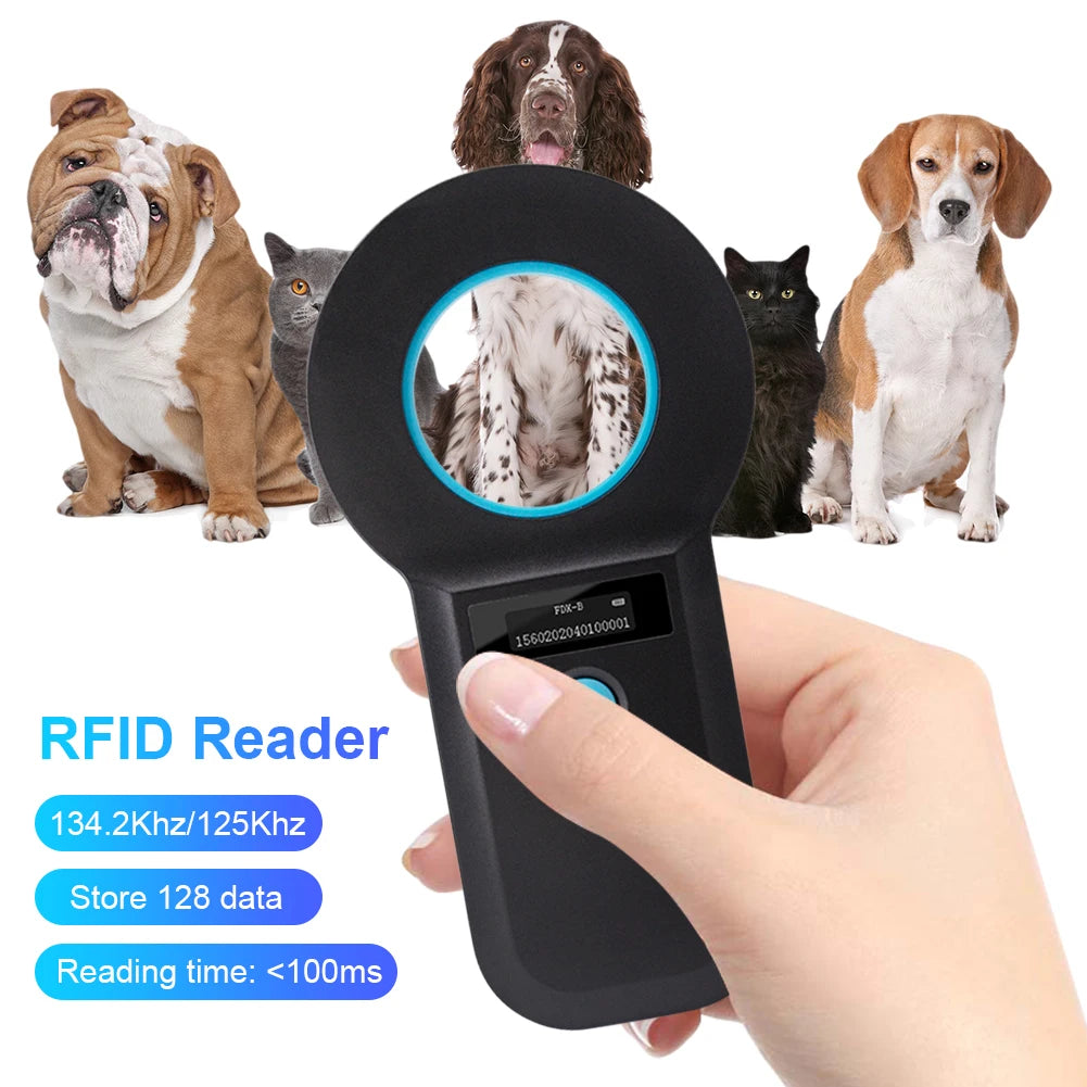 Handheld Pet Microchip Scanner Reader EMID FDX-B(ISO11784/85) Animal RFID EMID Reader Animal Chip Scanner for Cat Dog Pet Animal
