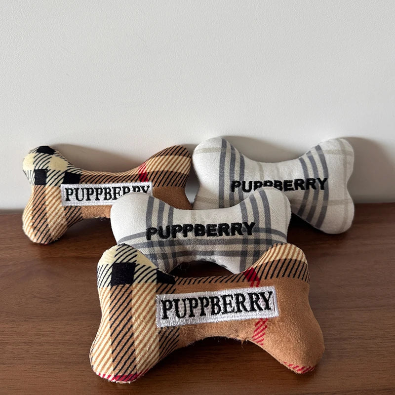 Durable Cute Bone Print Squeaky Plush Dog Chew Toys