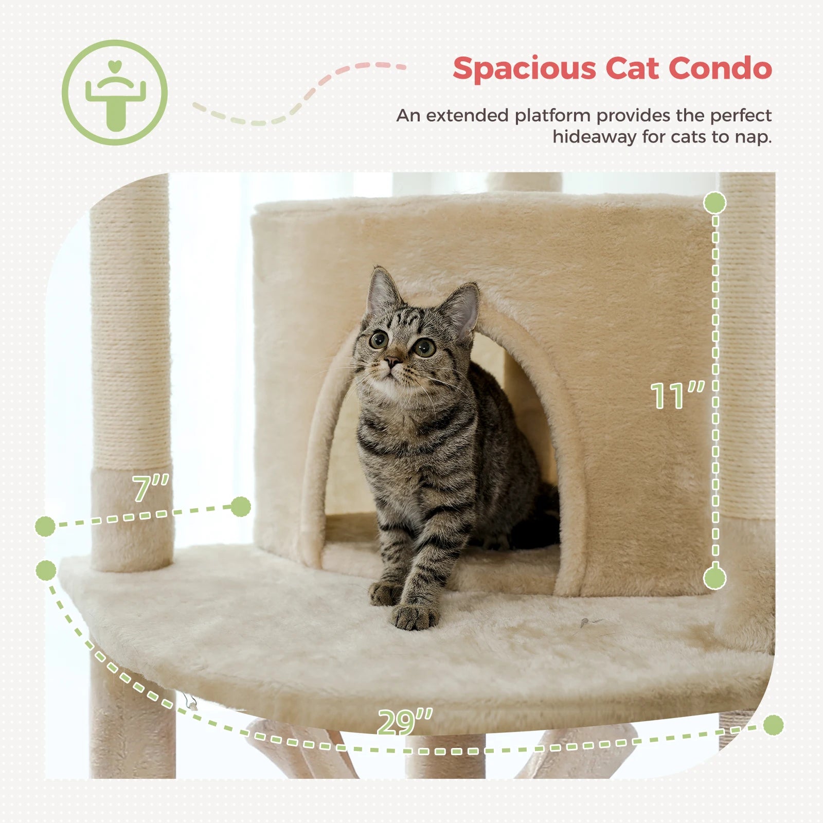 Multi-Level Tall Cat Tree for Indoor Cats Floor to Ceiling Cat Tower with Scratching Posts Cozy Condo Hammock Cat Accessories