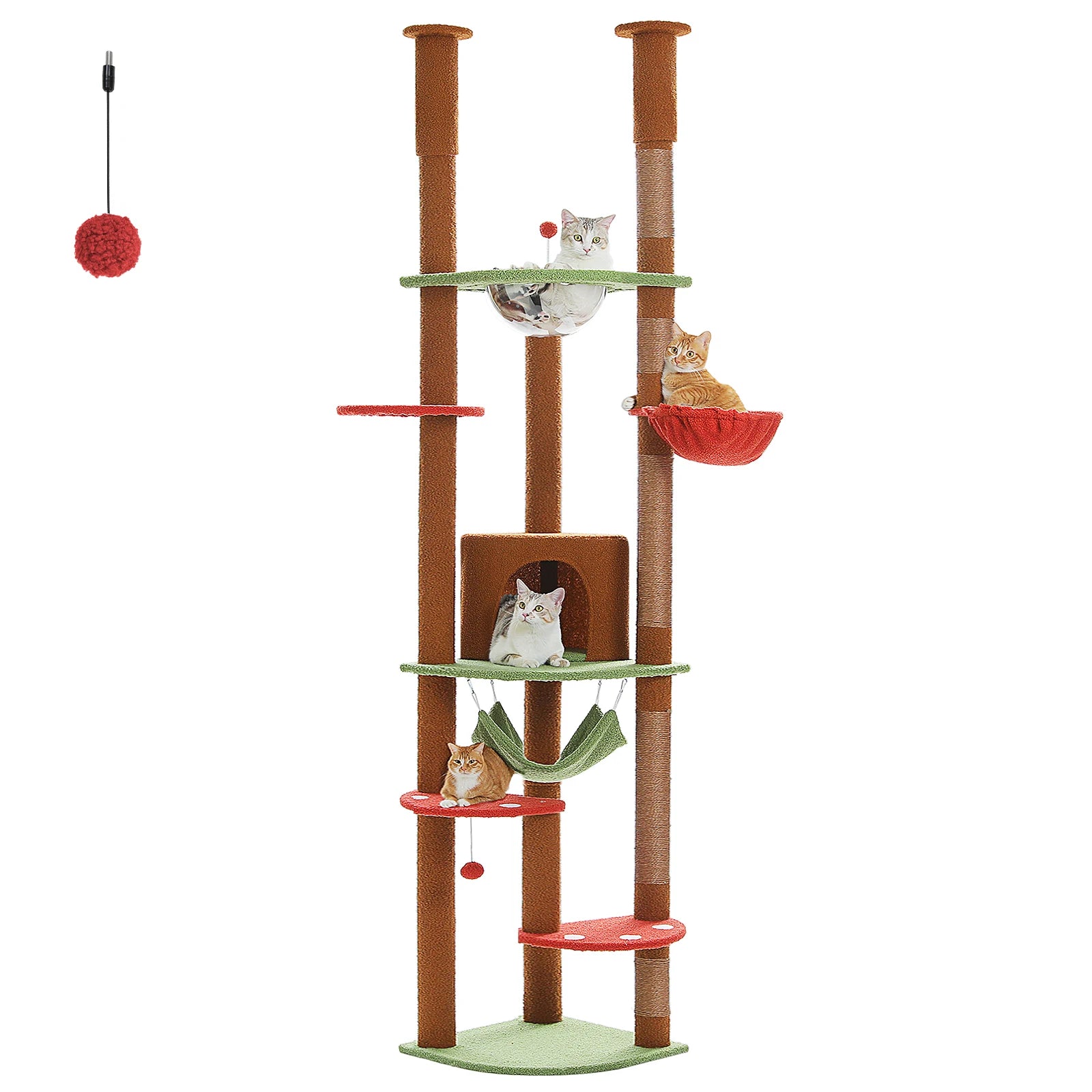 Multi-Level Tall Cat Tree for Indoor Cats Floor to Ceiling Cat Tower with Scratching Posts Cozy Condo Hammock Cat Accessories